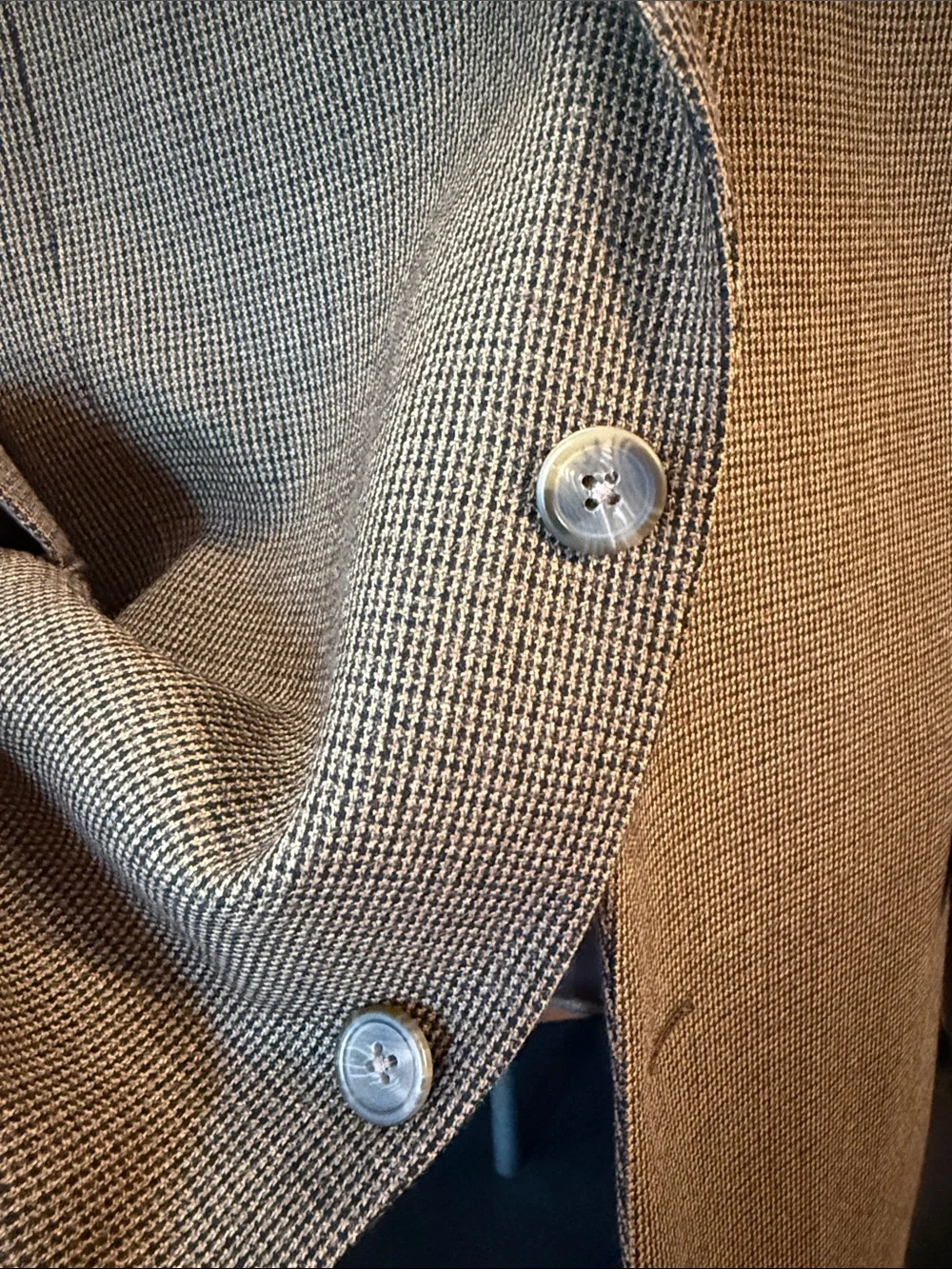 Chaps Brown Houndstooth Sport Coat with Brown Satin Lining